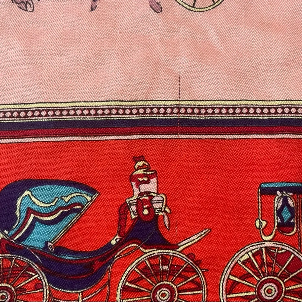 Vintage Rectangle Horse and carriage Themed Silk Blend Scarf DIY